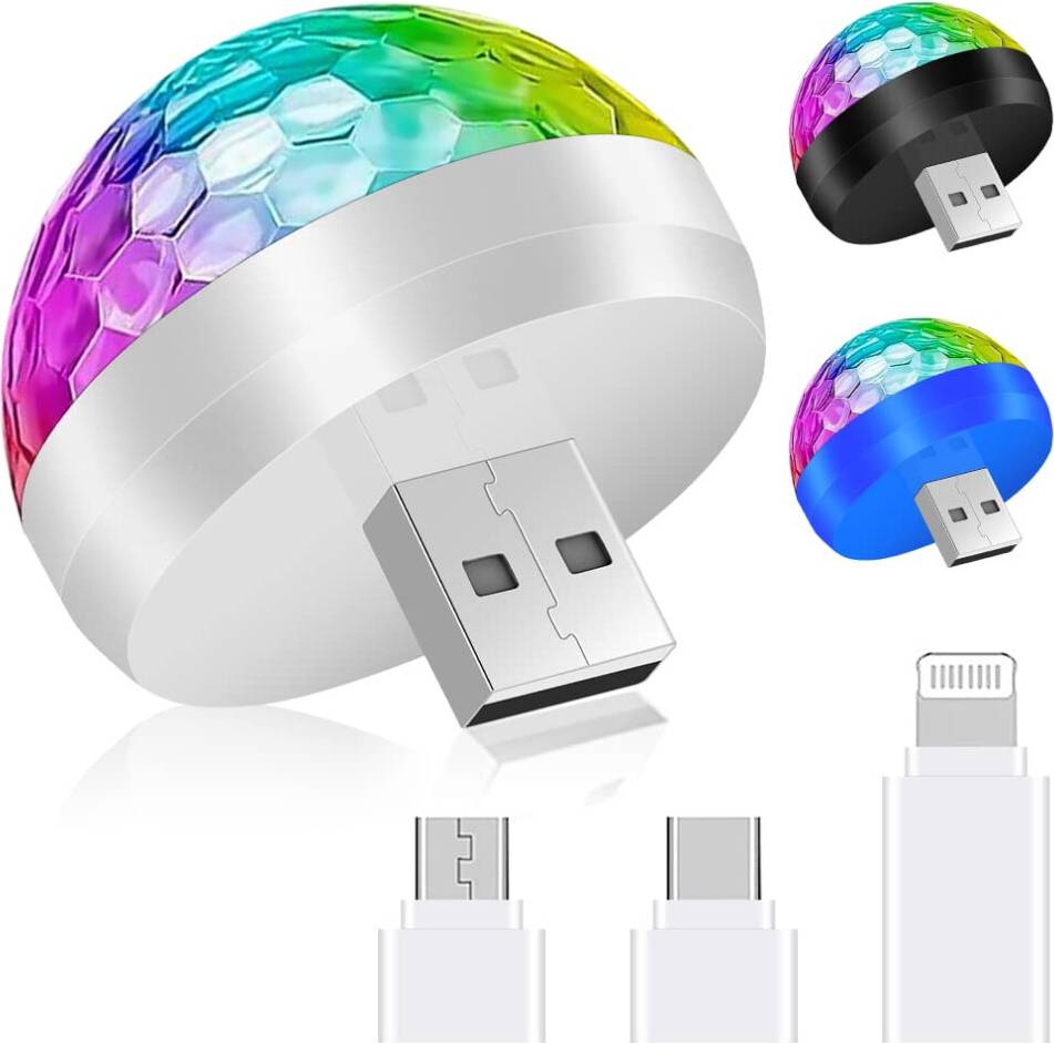 Uraqt USB Mini Disco Light Plug 3 Pcs