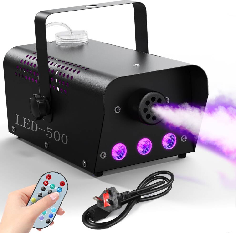 Smoke Machine 500W Fog Machine with RGB LED and Wireless Remote