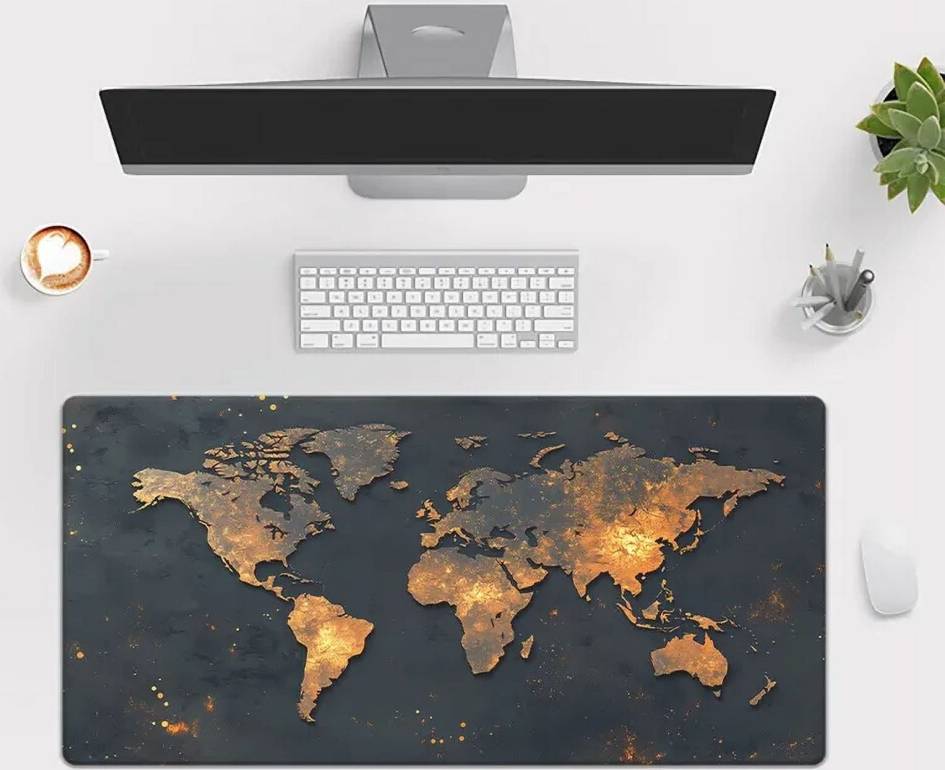 World Map Mouse Pad Rubber Mat
