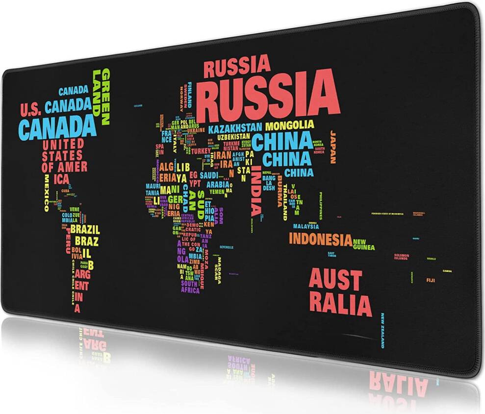 World Map Mouse Pad Large Non-Slip Base