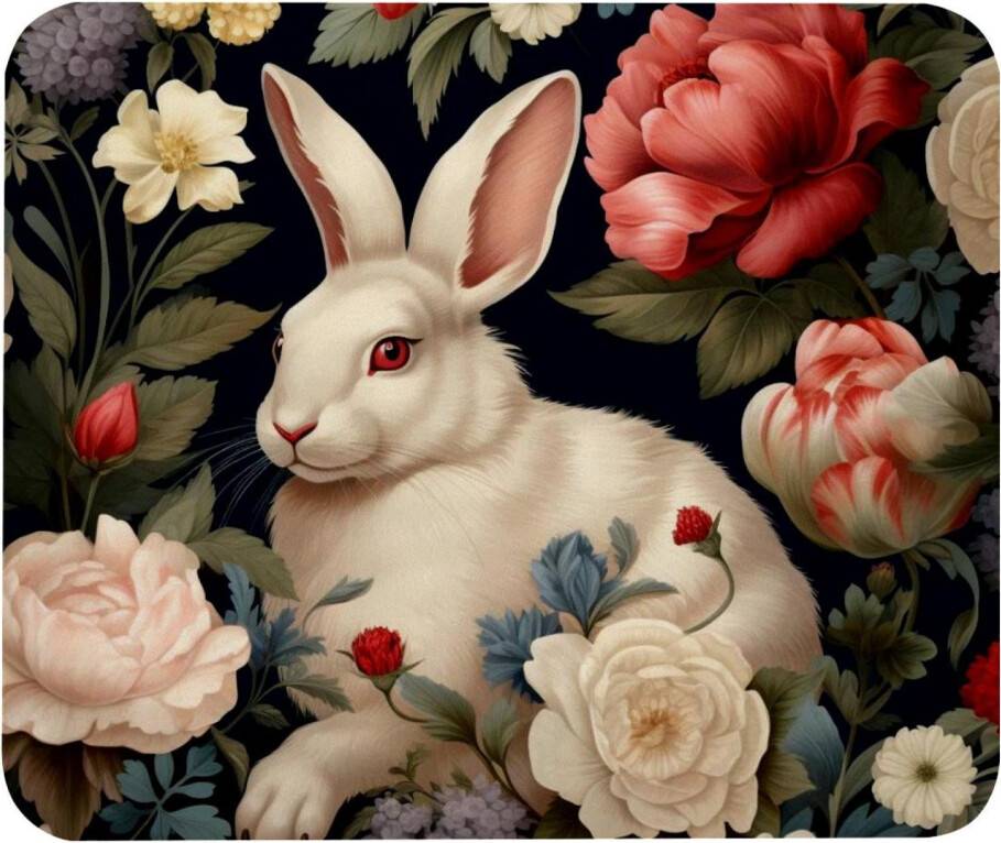 Rabbit Flower Mousepad 24x12 Inches