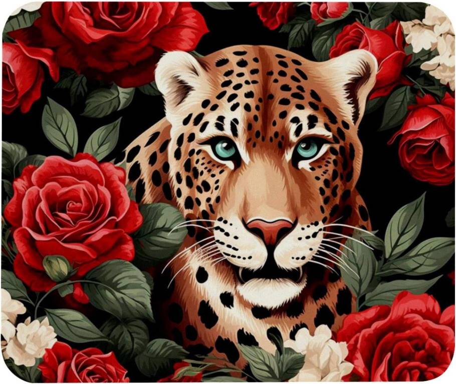 Red Rose Leopard Mousepad