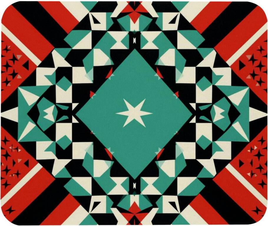 Red Green Square Check Mouse Pad