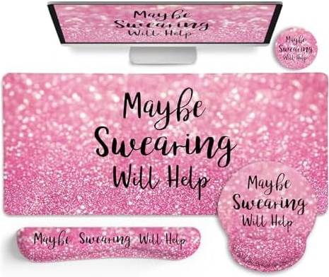 Pink Mouse Pad Set With Wrist Rest