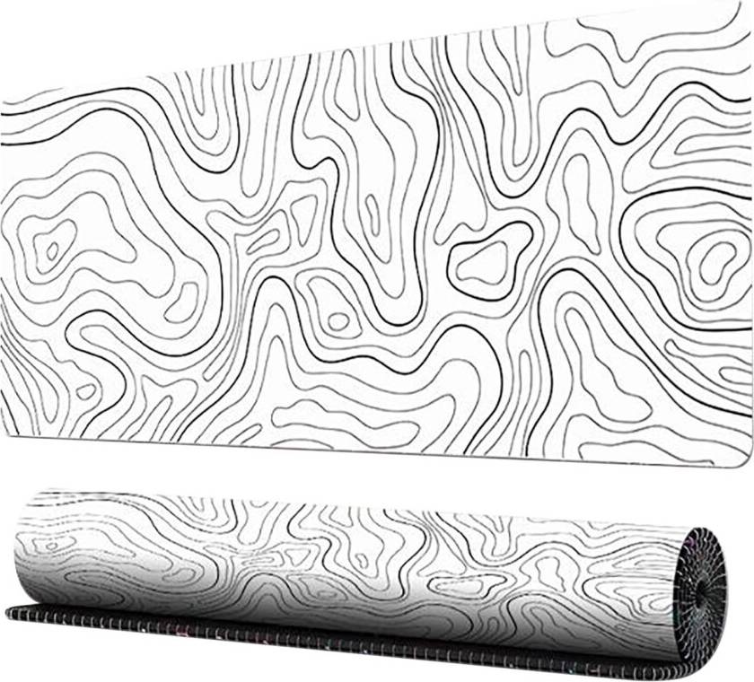 White Extended Mouse Pad Abstract Fluid Pattern