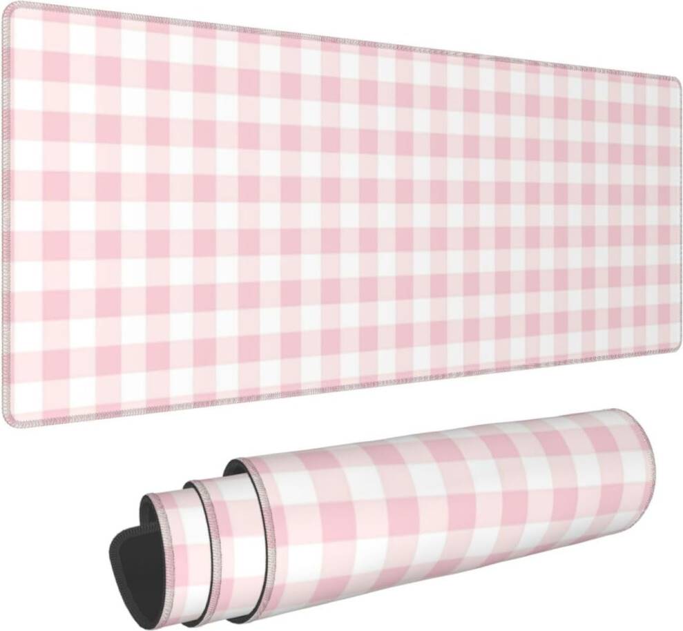 Pink Checkered Mouse Pad Large