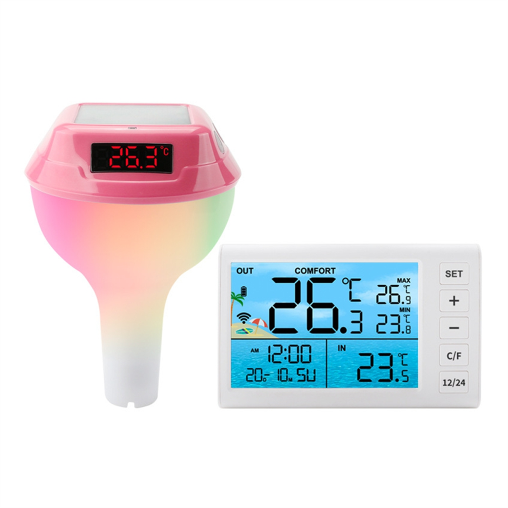 Solar Powered Pool Thermometer RGB Atmosphere Light Pink
