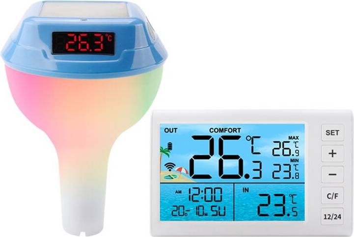Solar Powered Pool Thermometer RGB LED