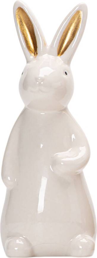 White Ceramic Spring Rabbit Figurine 3-7" Easter Decoration