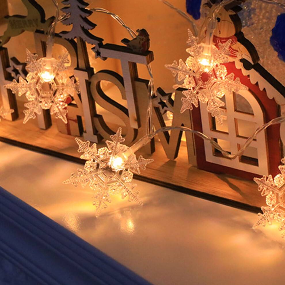 10-LED Snowflake String Lights Battery Operated Christmas Tree Light