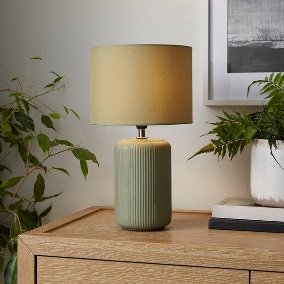 Dunelm Lea Ribbed Ceramic Table Lamp