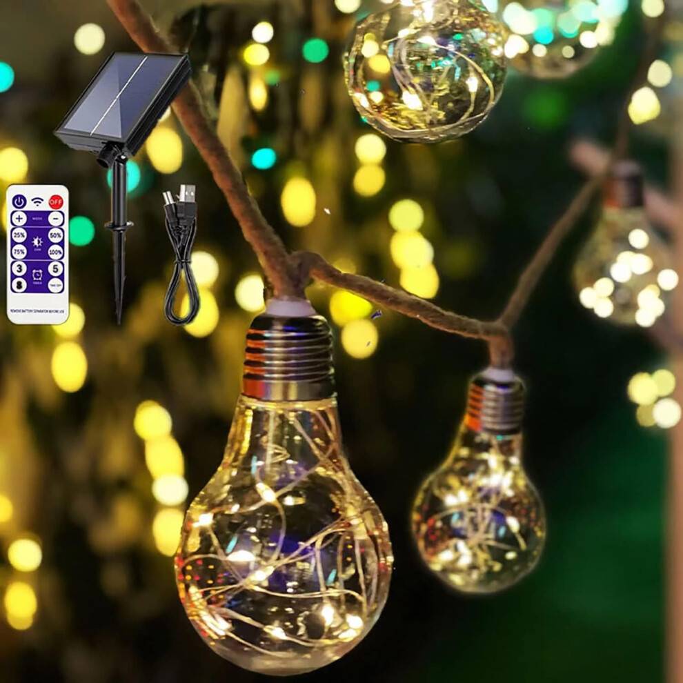 Solar lights for garden fence Linlin Solar Lights Outdoor Waterproof Vintage Rope String Light