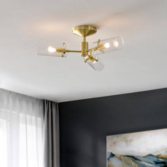 Dunelm Sterling Ribbed 3 Semi Light Ceiling Flush Light