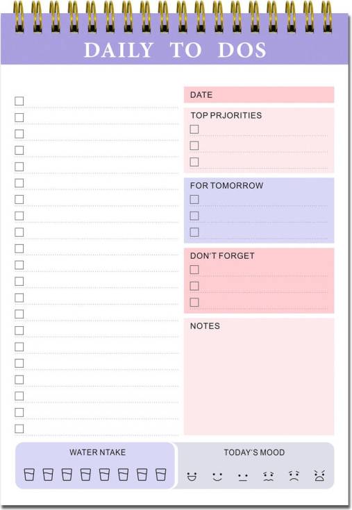 Daily To-Do List Notepad 60 Sheets