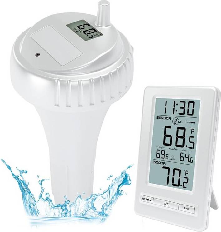 Wireless Pool Thermometer Digital Temperature Sensor 24H LCD
