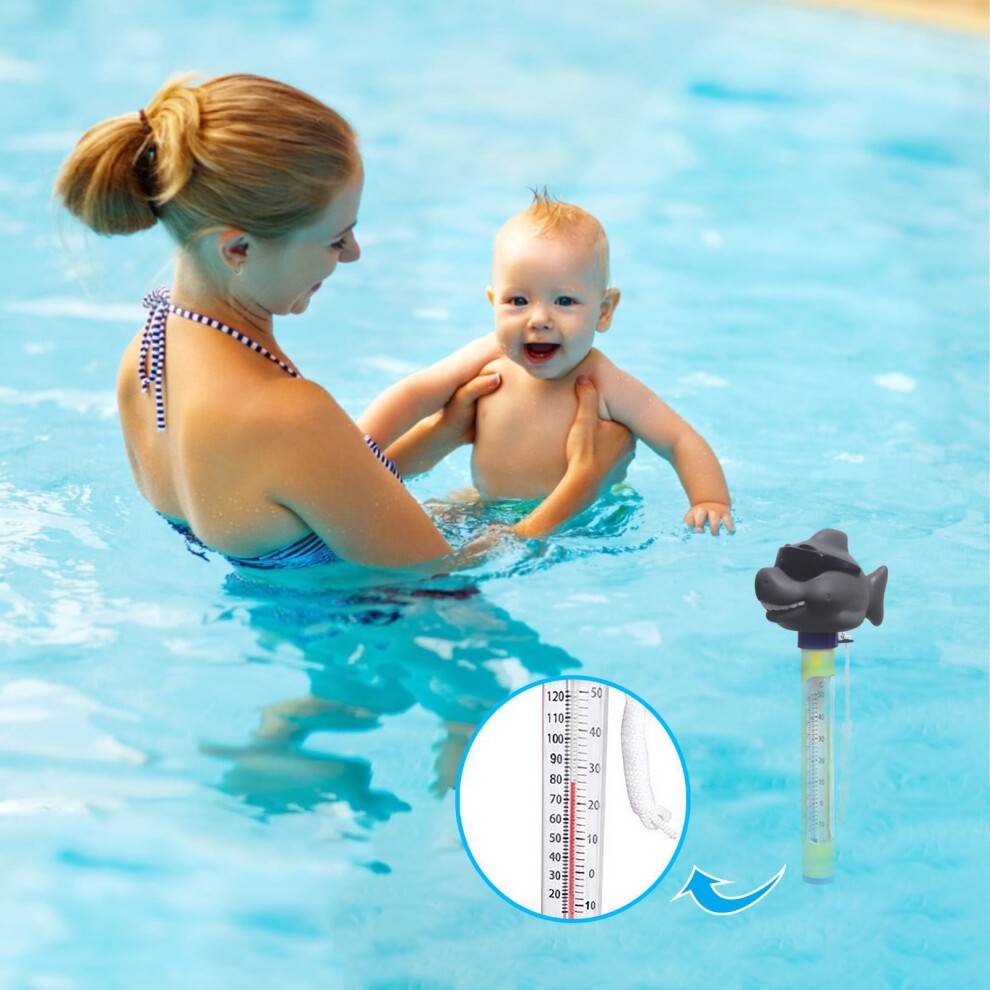 Floating Pool Thermometer Shark Design Large Display