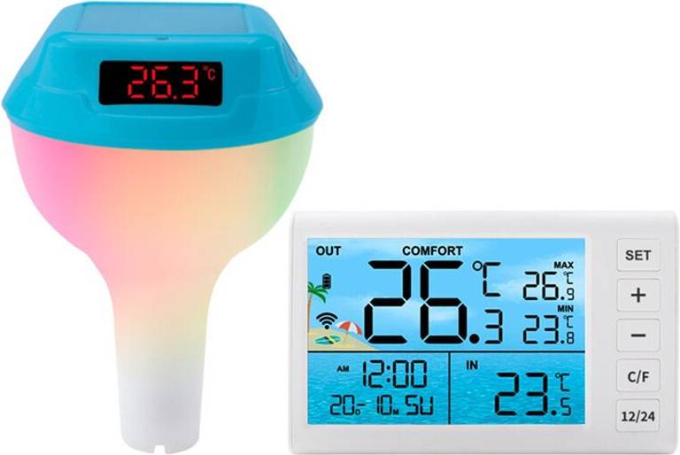 Tauoh Solar Powered Pool Thermometer RGB LED