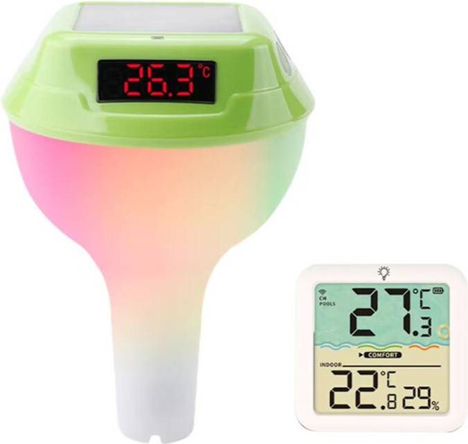 Solar Powered Pool Thermometer LED Display