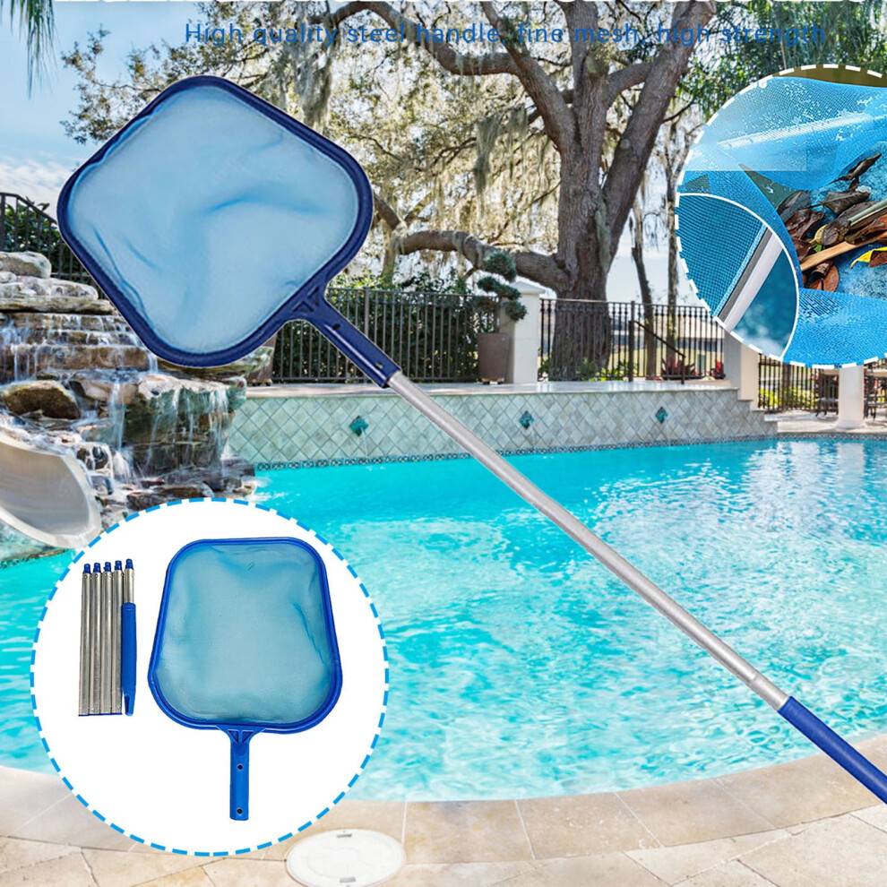 Pool Leaf Rake with Mesh Net and Rod Set