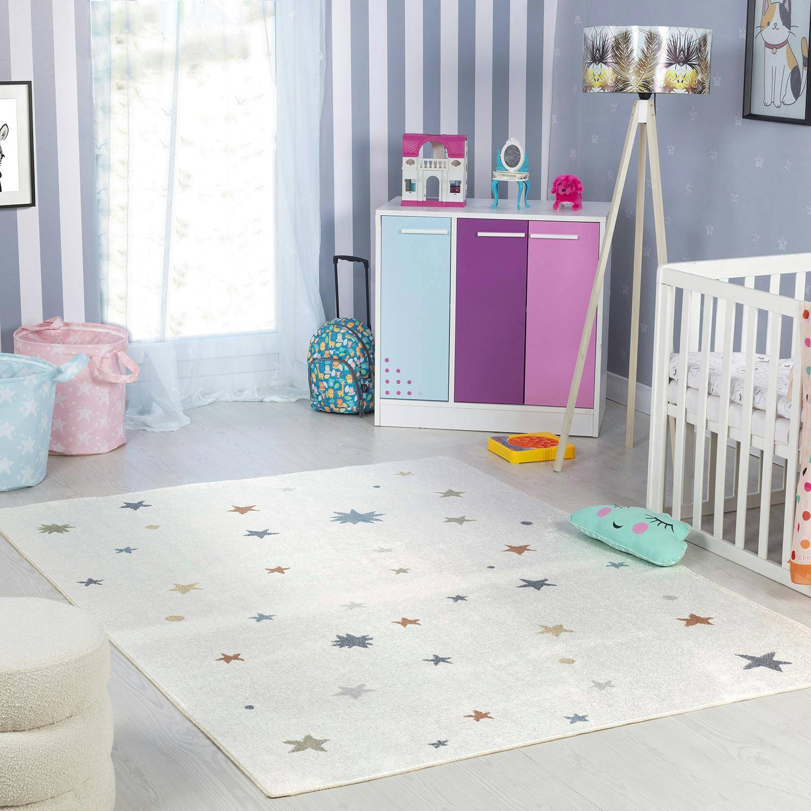 Stella Kids Machine Washable Multi Bedroom Area Rug