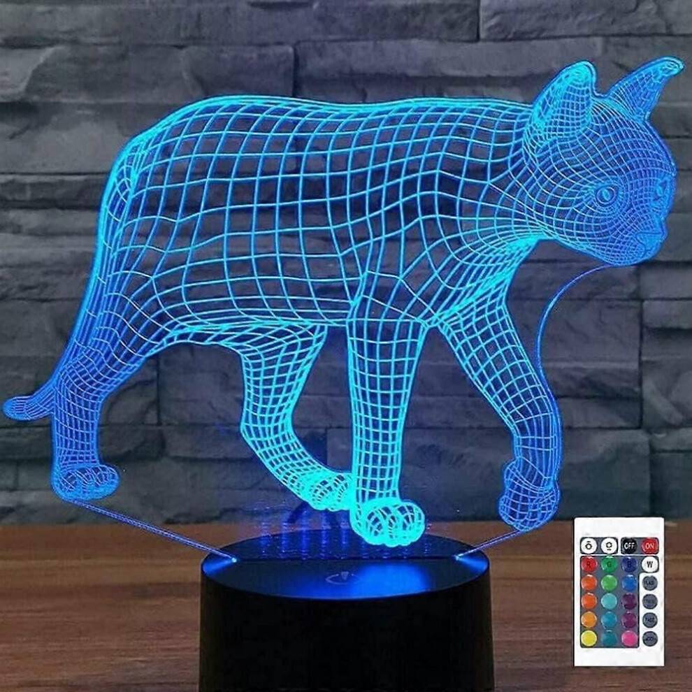 3D Cat Remote Control 16 Color Lights Night Light