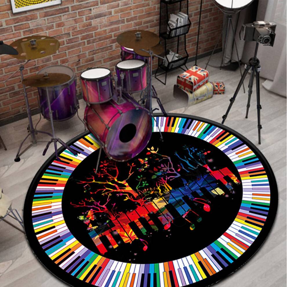 Drum Mat Soundproof Musical Notes Area Rug 60cm