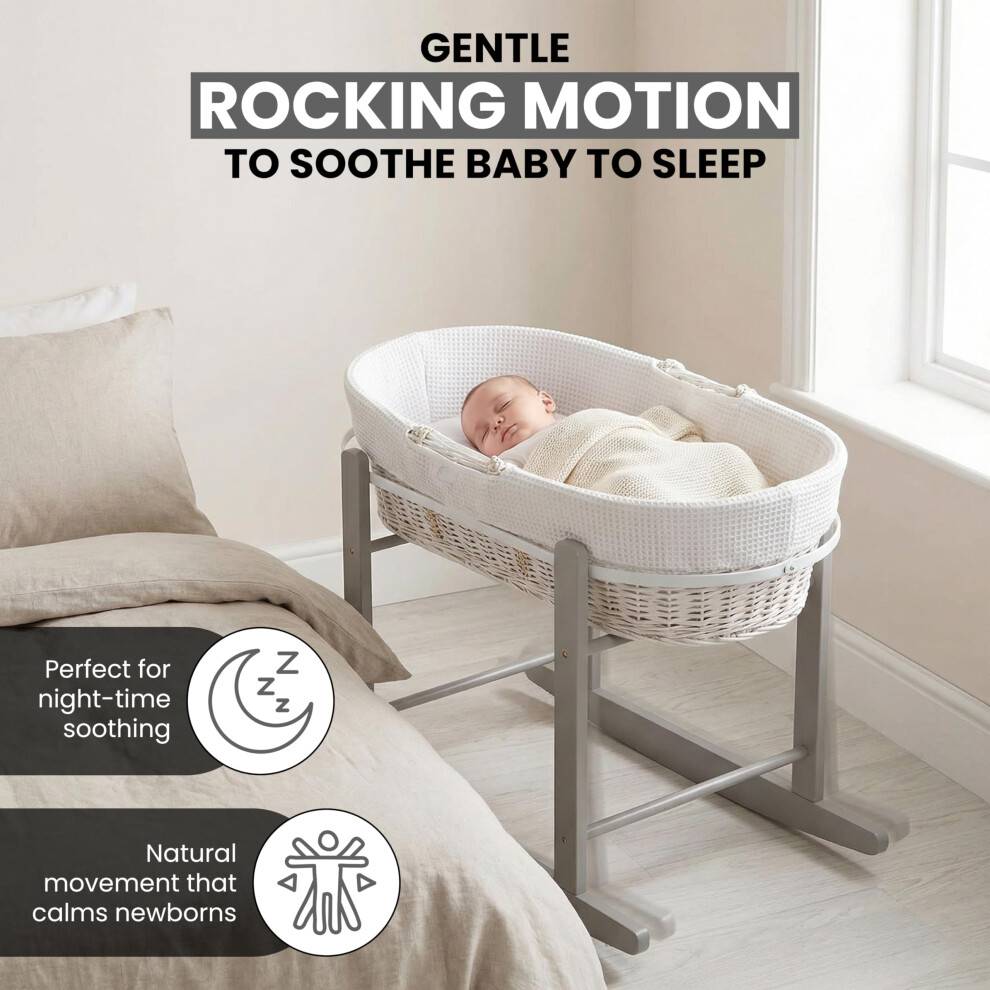Cuddles Collection Wooden Rocking Moses Basket Stand