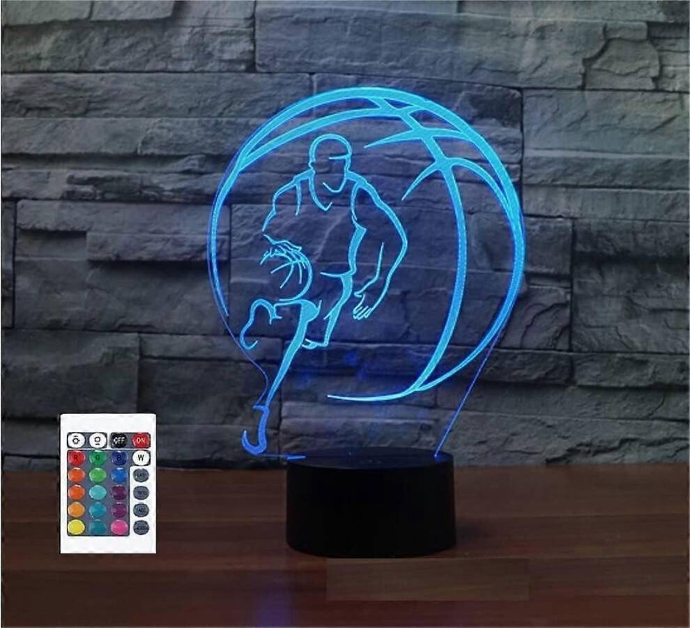 3D Basketball Remote Control 16 Color Night Lights Table Lamp