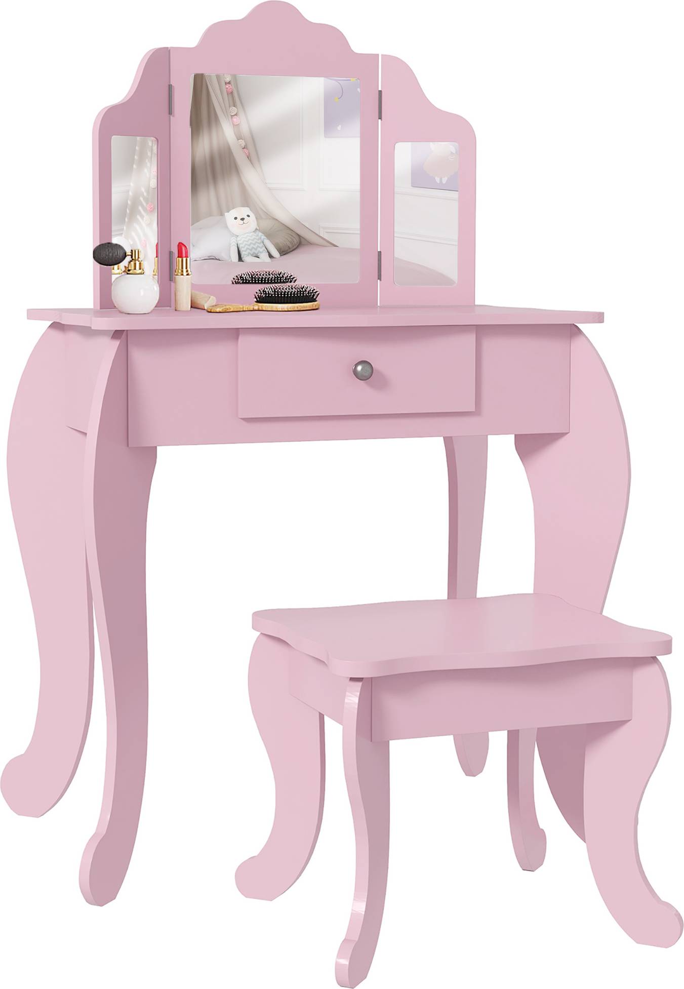 Homcom Makeup Dressing Table Set Pink