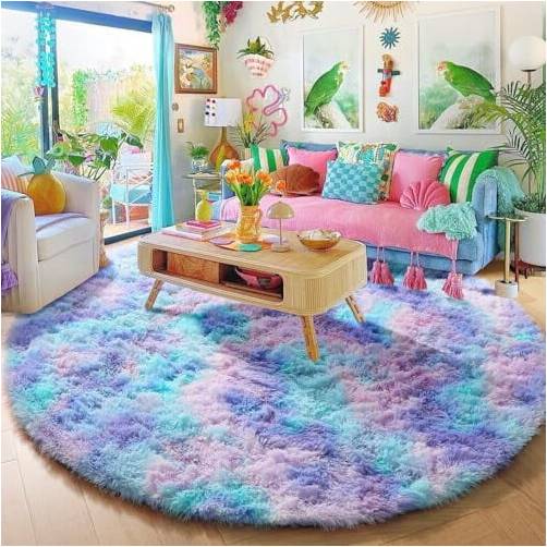 Purple Rainbow Round Rug 6ft