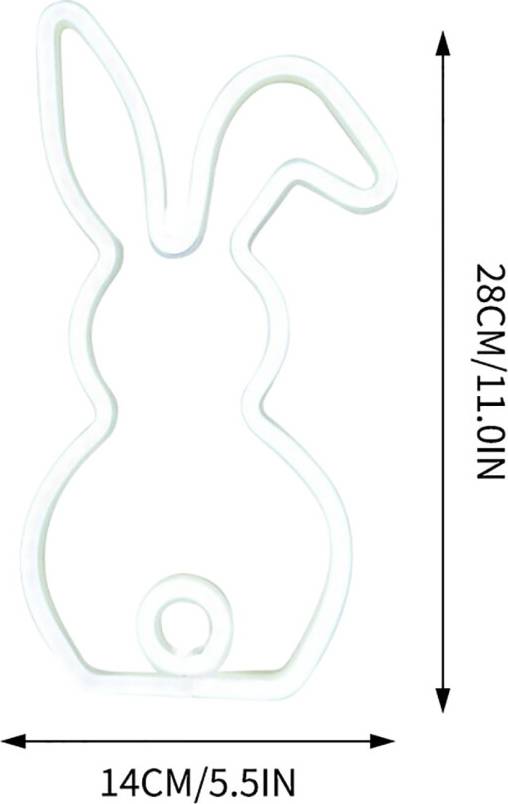Easter Rabbit Neon White Battery Night Light