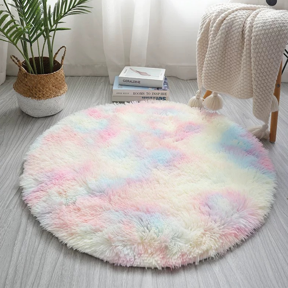Non-Slip Design Colorfast Durable Soft Rainbow Rug