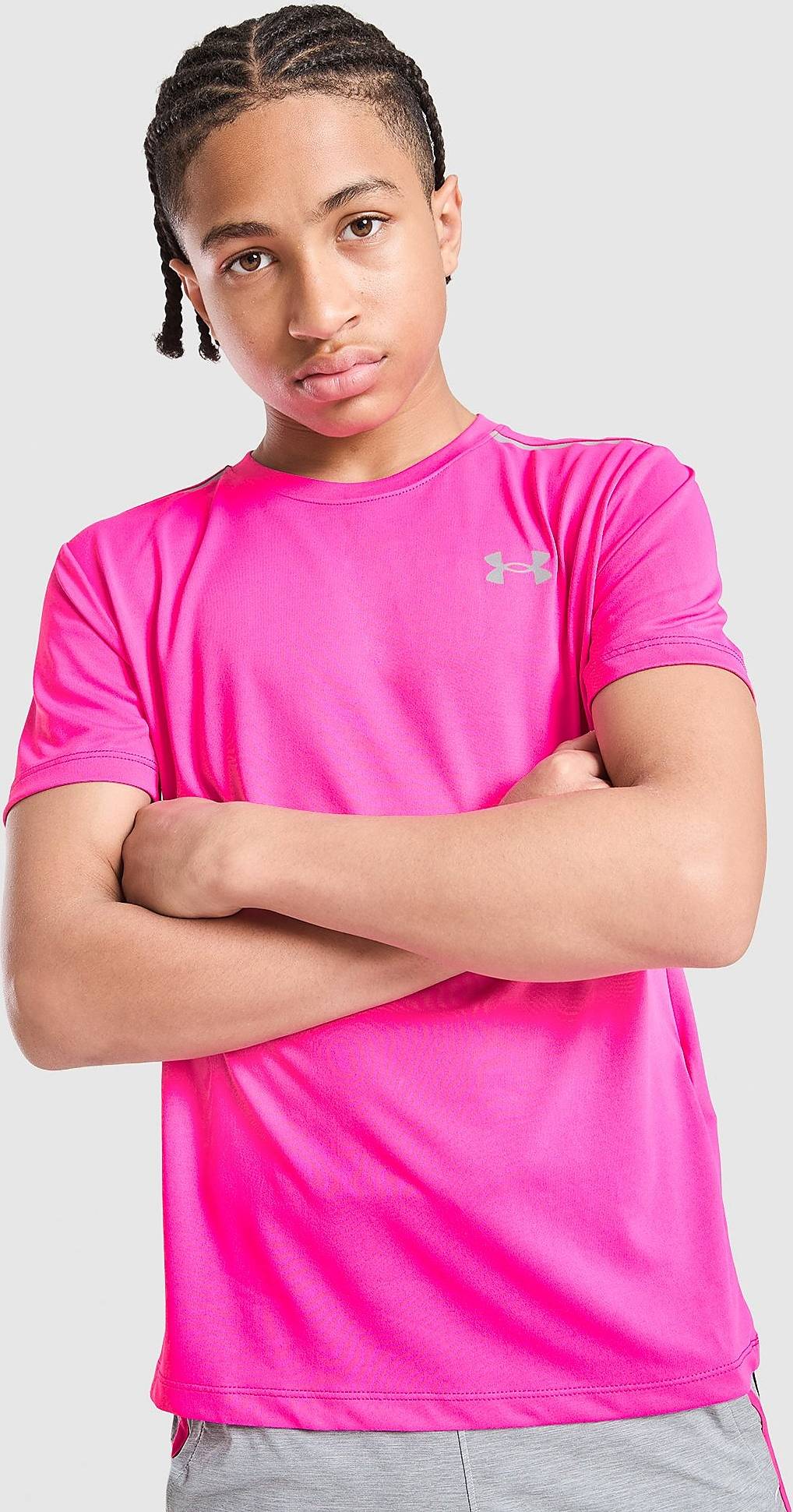 Under Armour Tech Reflective Wordmark T-Shirt Junior - Rosa