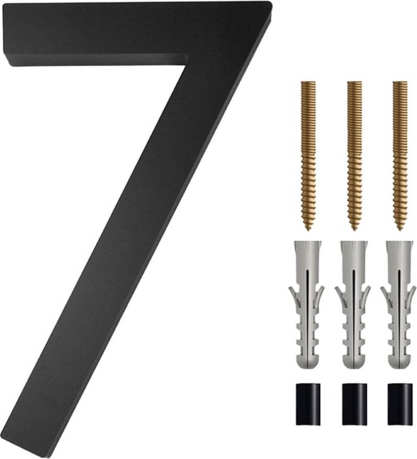 Modern Floating House Numbers Black 6 Inch