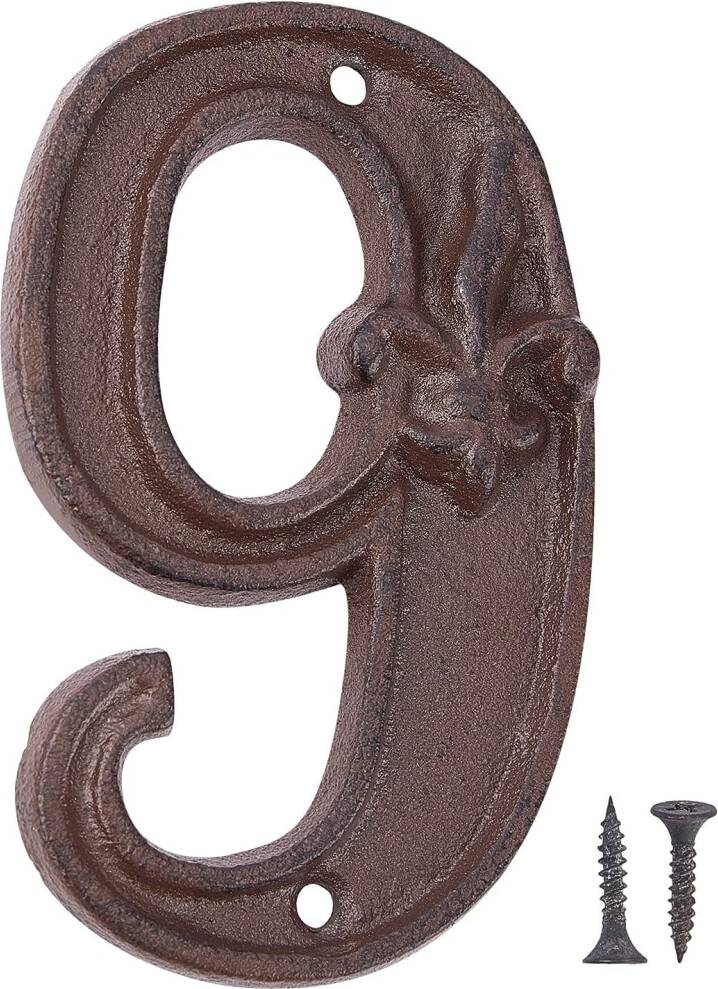 Cast Iron House Numbers 4.6 Inch Rustic Door