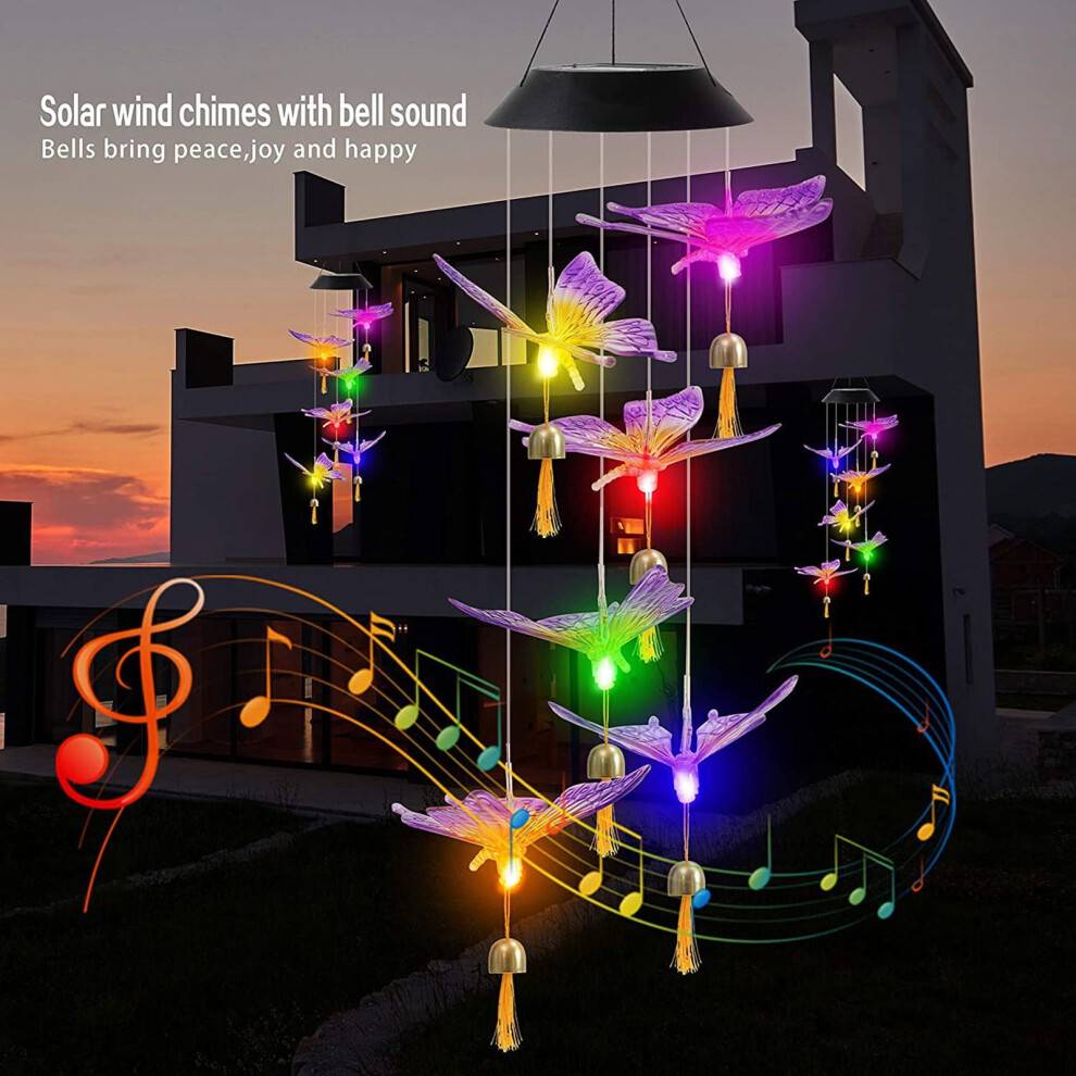 Outdoor Solar Wind Chime with LED Gradient Light