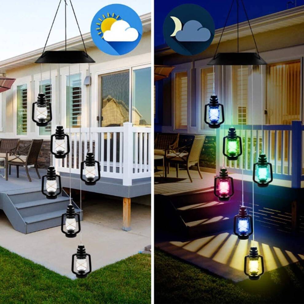 Solar Wind Chime Light Outdoor Rotating LED