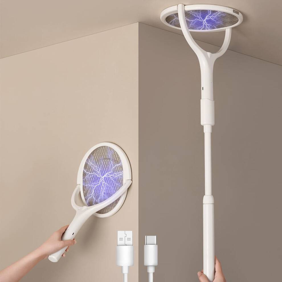 Rotating Head Electric Fly Zapper Racket