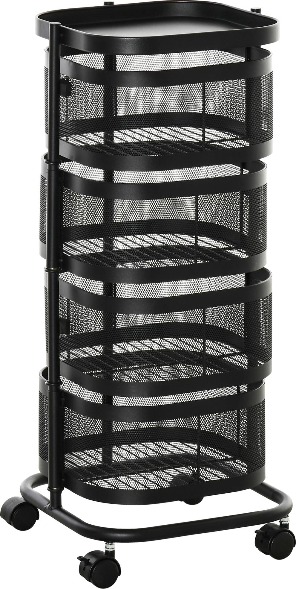 Homcom Metal Storage Cart 4-Tier Trolley Table