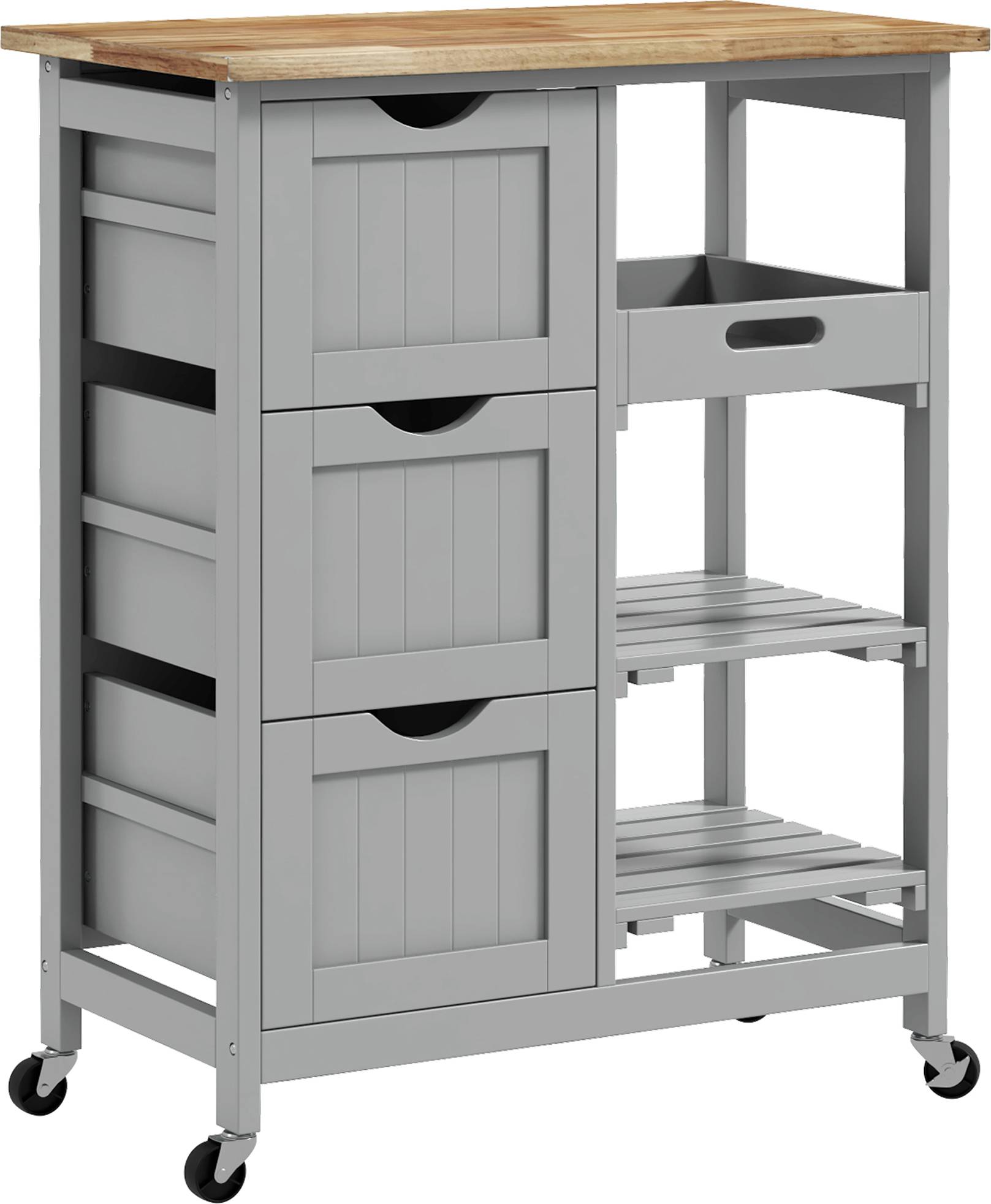 Homcom Rolling Kitchen Island Cart Grey Rullebord