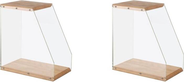 2X Record Storage Holder Solid Wood Display Rack