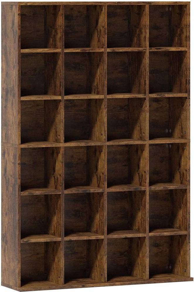 Rustic Brown Adjustable Shelf CD Storage Unit