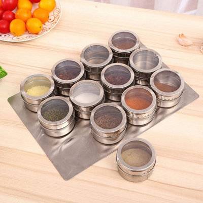 B&Q 12 Jars Magnetic Spice Jars Rack