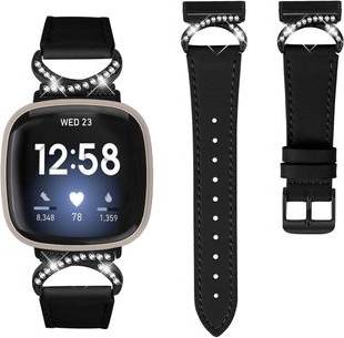 Fitbit Versa 3 Sense Læderrem Sort