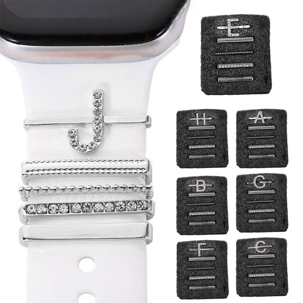Apple Watch Band Loop Set Silver Rhinestone Fastener