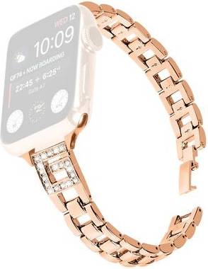Strap Apple Watch G-Shape Rhinestone Band - Rose Gold