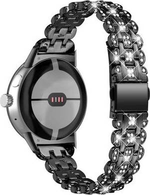 Google Pixel Watch Rhinestone Metal Strap Black