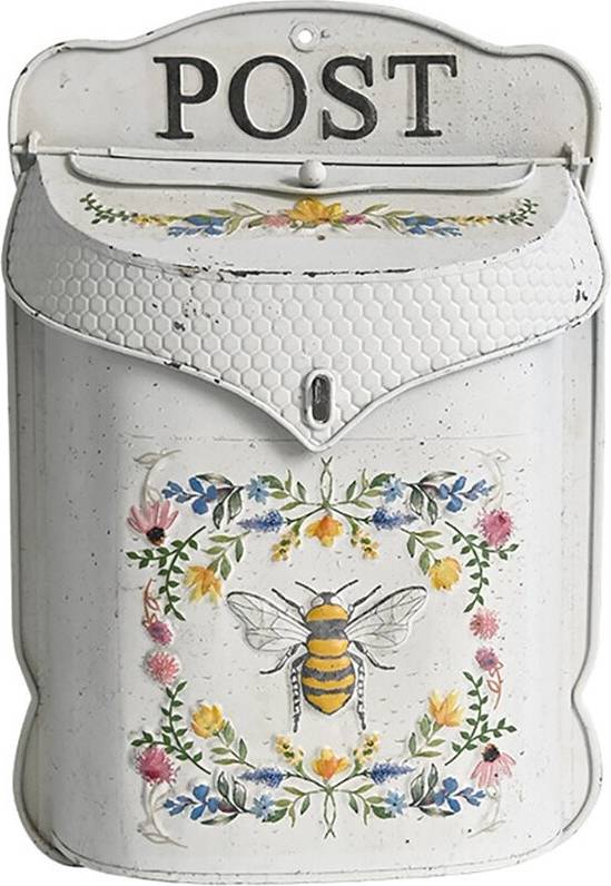 Retro Style Wall Metal Mailbox with Bee Pattern