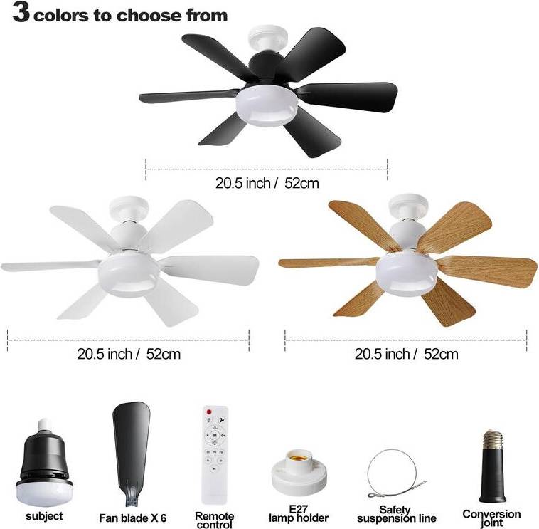 E27Socket Ceiling Fan with LED Lamp
