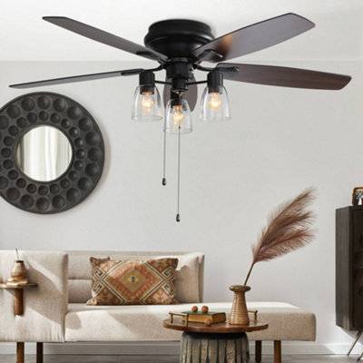 Living and Home 52-Inch Low Profile Ceiling Fan Light Remote Control